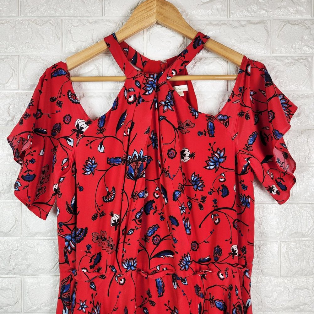 Shoshanna Red Floral Silk Dress Size 8 - Picture 4 of 12